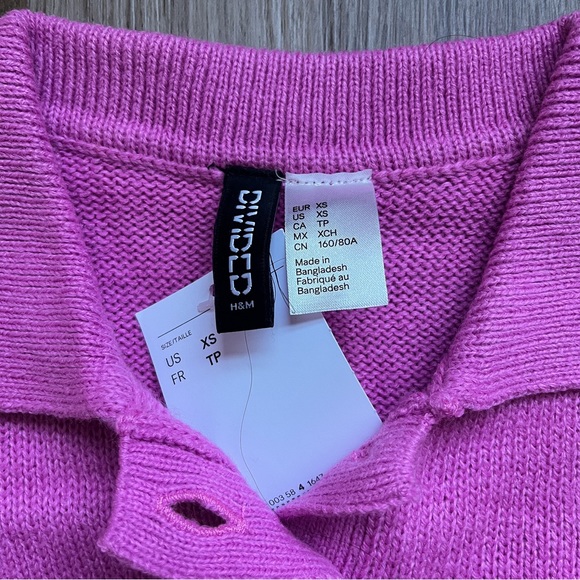 H&M Collared Crop Sweater in Bubblegum Pink in XS - Picture 2 of 2